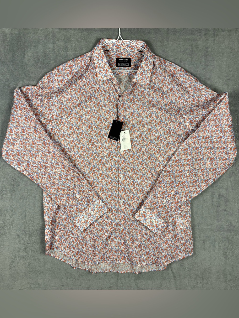 NWT Jared Lang Mens 2XL Slim Fit Peruvian Cotton Floral Long Sleeve Shirt
